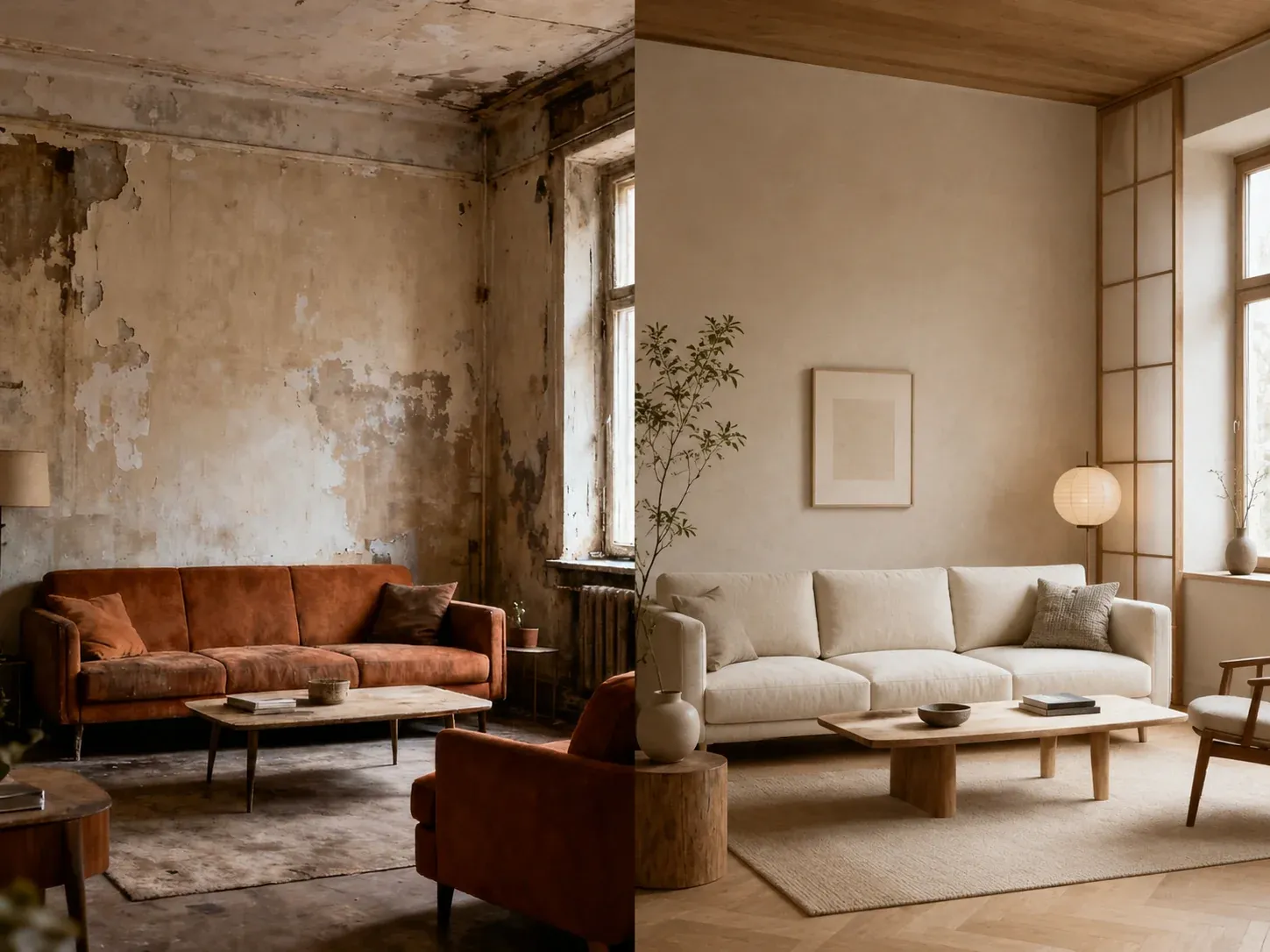 Interior Design before and after comparison